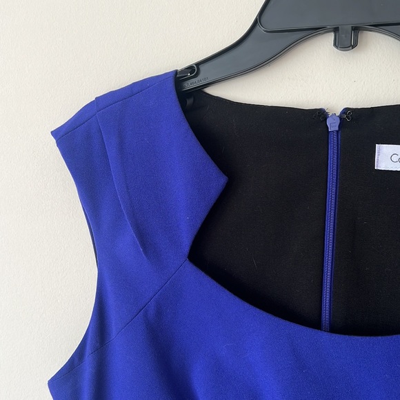 Calvin Klein Womens shift sheath dress zip up back knee length ruched blue nwot - Picture 5 of 10